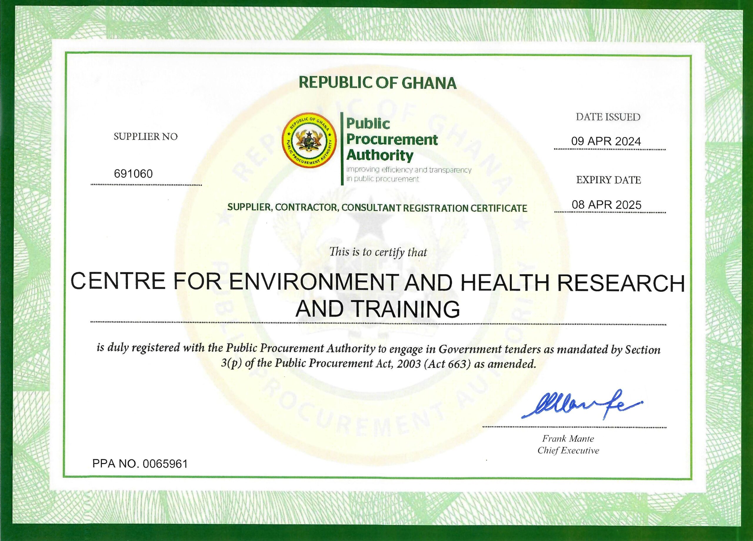 PPA Certificate 2024